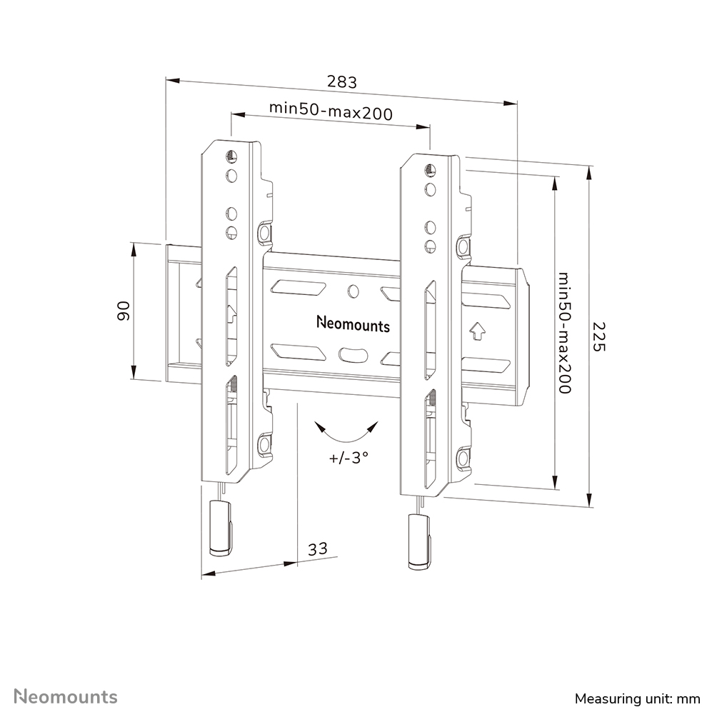 Neomounts WL30S-850BL12 TV-beugel wand 24-65" - vlak - vergrendelbaar - snelle installatie